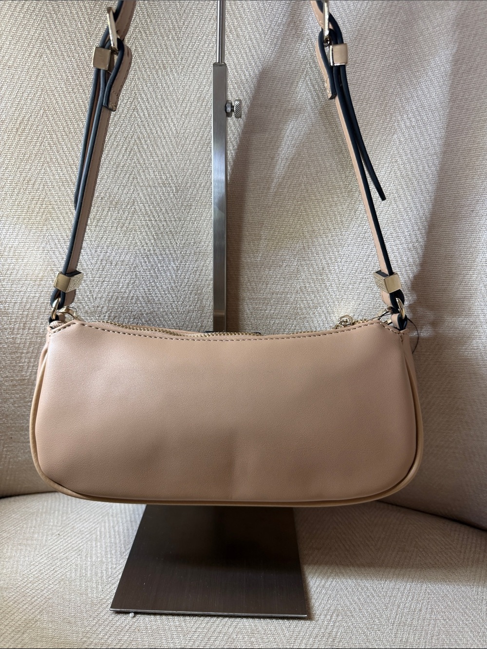 True Religion Beige Shoulder Bag with Silver Charm Chain - Picture 10 of 15